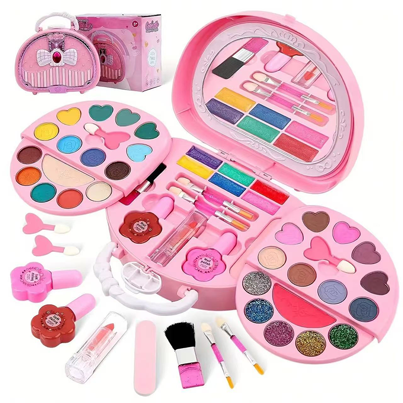 📢 50% DE RÉDUCTION ! 👜 Kit de Maquillage Lavable Enfant – Plastique – Sac à Main Rose & Palette Dépliable for Filles