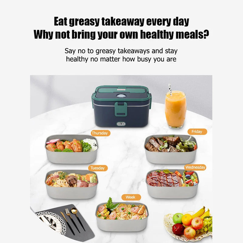 🍱 OFFRE LIMITÉE -50% ⚡ Boîte à Déjeuner Chauffante Électrique — 1,8L, Inox, Poignée Renforcée
