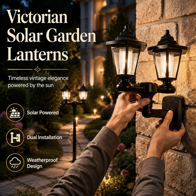 💡 50% DE RÉDUCTION! 🏡 Lampadaire Solaire Rétro Double Tête Hexagonale – Design vintage, solaire & résistant aux intempéries – Parfait pour jardins, allées & terrasses 🌙