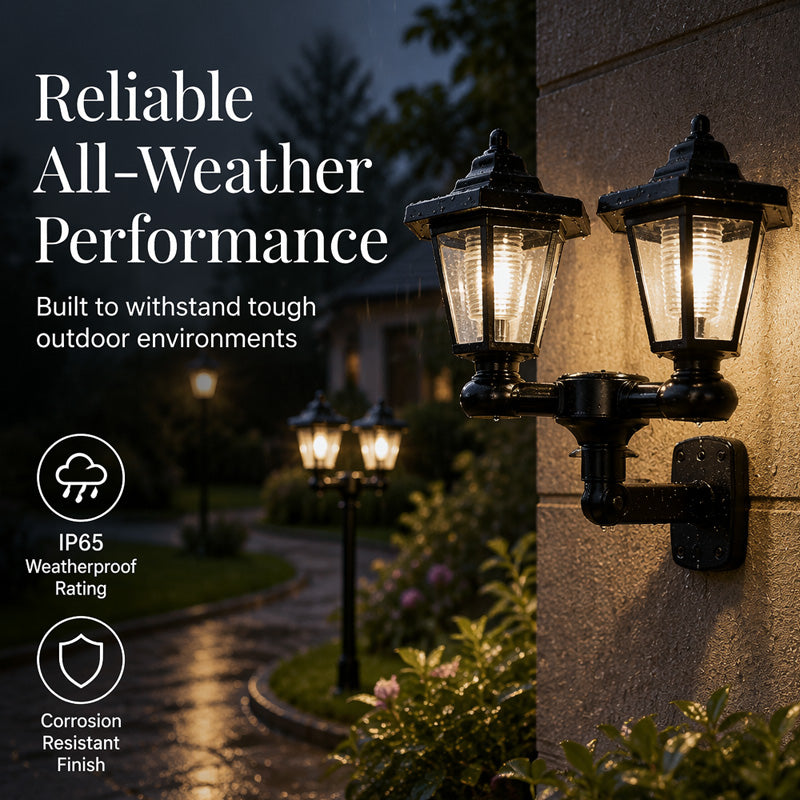 💡 50% DE RÉDUCTION! 🏡 Lampadaire Solaire Rétro Double Tête Hexagonale – Design vintage, solaire & résistant aux intempéries – Parfait pour jardins, allées & terrasses 🌙
