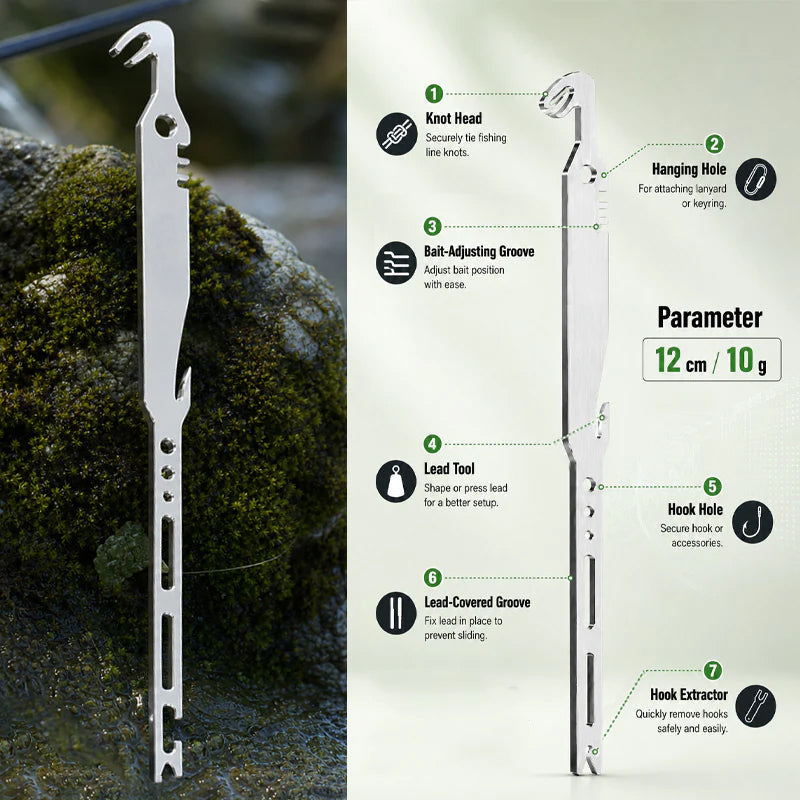 🎣🔥 -50% Outil pêche 6-en-1 compact robuste, décrocheur et noueur polyvalent pour toutes vos sorties en mer ✨