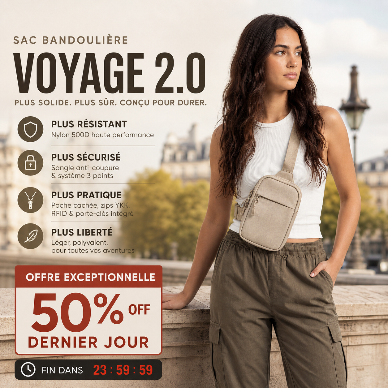 🎒 Sac banane de voyage 2.0 | Léger et pratique pour vos déplacement