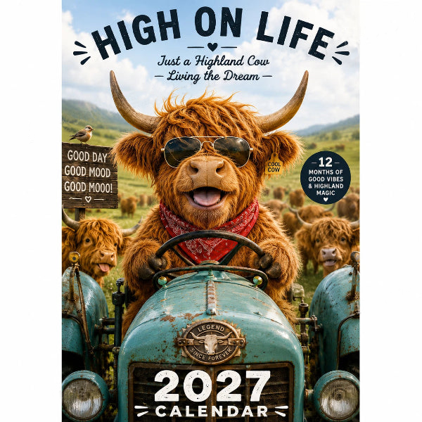 🐮Que mai 2027 vous apporte une chance incroyable ! 🔥Calendrier mural humoristique « Highland Cow » 2027 | Calendrier mural au format A4 |