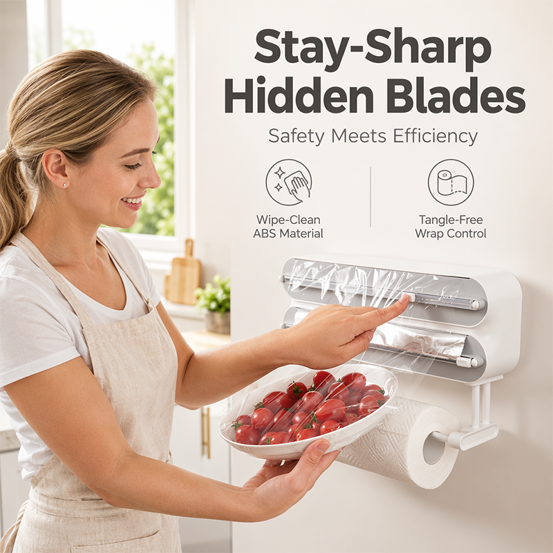 🔪 50% DE RÉDUCTION ! 🧲 Dérouleur Film Alimentaire Magnétique 2-en-1 – ABS & Aluminium – Support Essuie-Tout for Cuisine