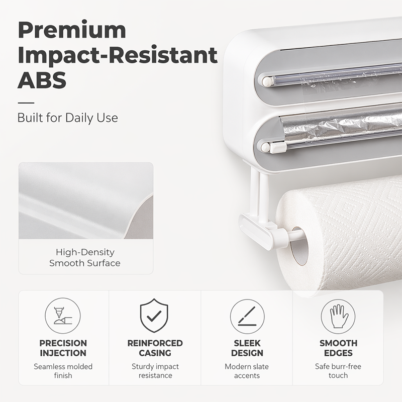 🔪 50% DE RÉDUCTION ! 🧲 Dérouleur Film Alimentaire Magnétique 2-en-1 – ABS & Aluminium – Support Essuie-Tout for Cuisine