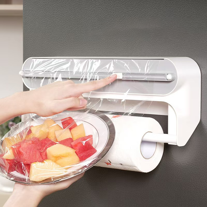 🔪 50% DE RÉDUCTION ! 🧲 Dérouleur Film Alimentaire Magnétique 2-en-1 – ABS & Aluminium – Support Essuie-Tout for Cuisine