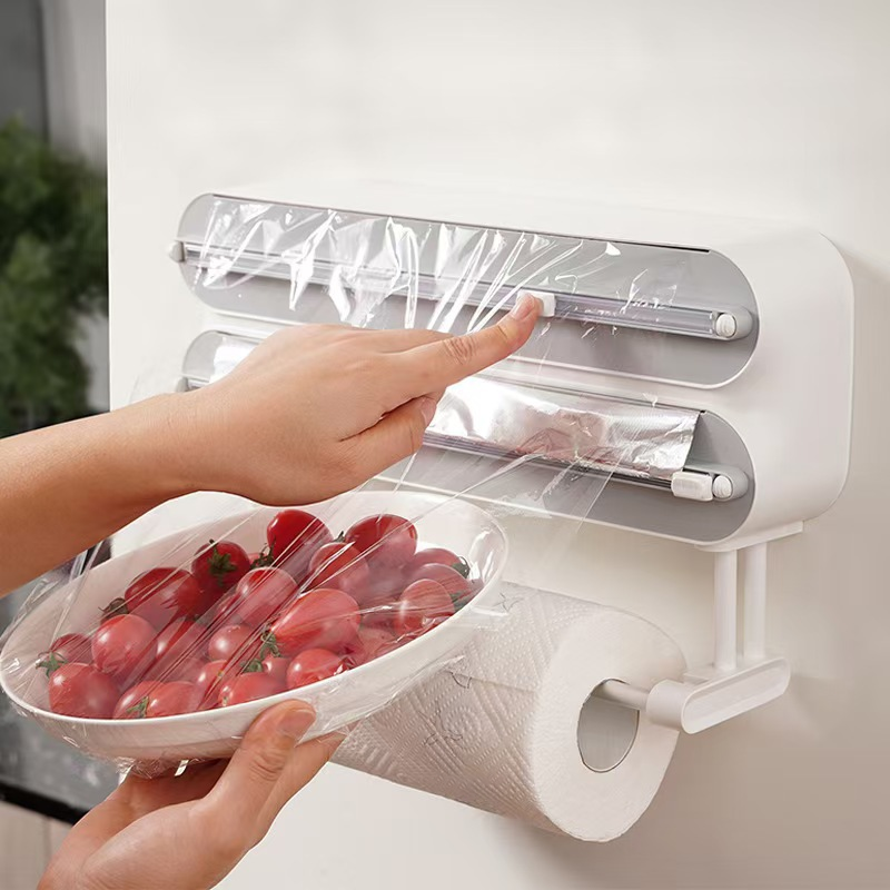 🔪 50% DE RÉDUCTION ! 🧲 Dérouleur Film Alimentaire Magnétique 2-en-1 – ABS & Aluminium – Support Essuie-Tout for Cuisine