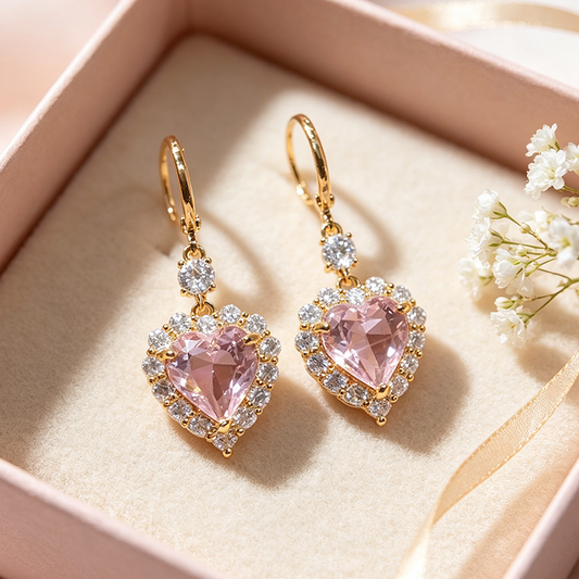 Boucles d'Oreilles Pendantes Scintillantes en Forme de Cœur – Parfait pour les Rendez-vous, les Fêtes & le Quotidien