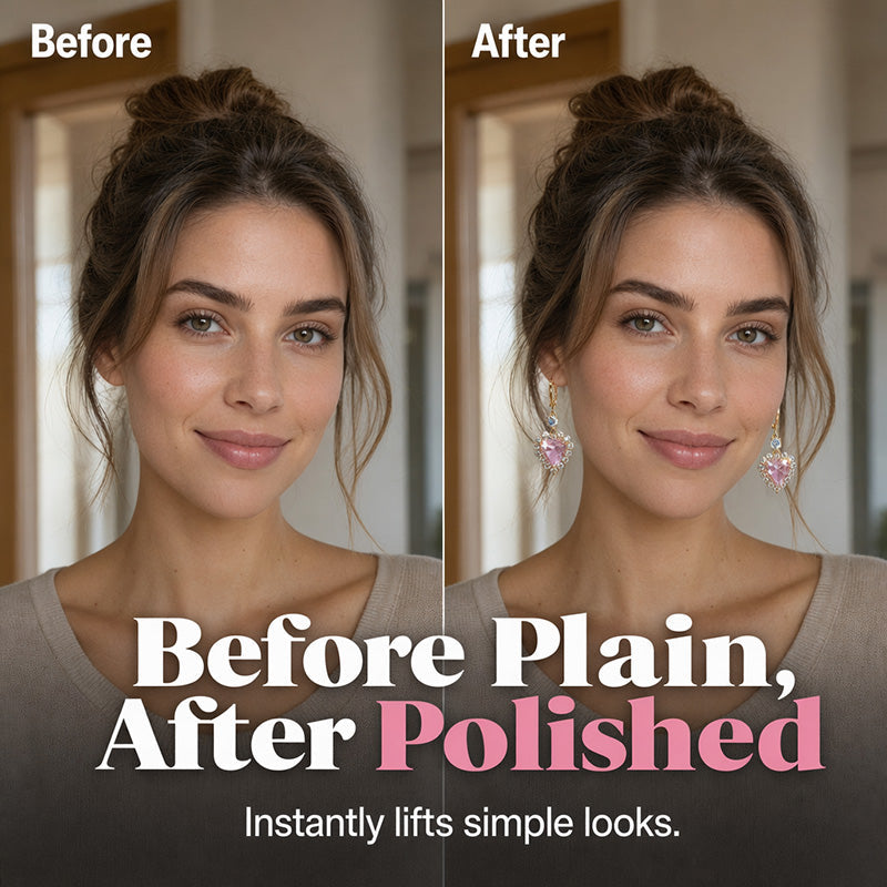 Boucles d'Oreilles Pendantes Scintillantes en Forme de Cœur – Parfait pour les Rendez-vous, les Fêtes & le Quotidien