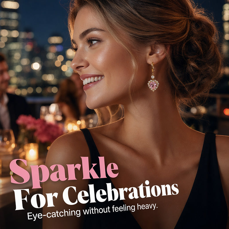 Boucles d'Oreilles Pendantes Scintillantes en Forme de Cœur – Parfait pour les Rendez-vous, les Fêtes & le Quotidien