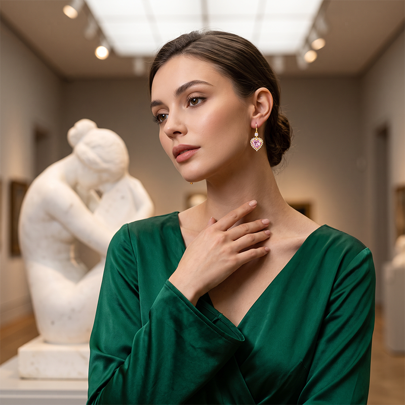 Boucles d'Oreilles Pendantes Scintillantes en Forme de Cœur – Parfait pour les Rendez-vous, les Fêtes & le Quotidien