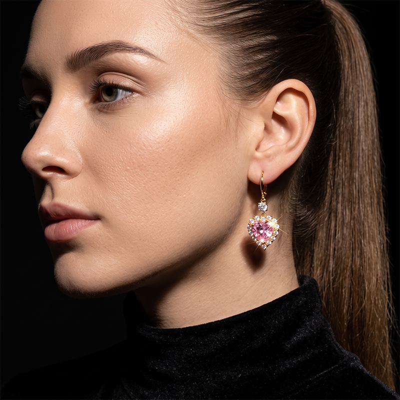 Boucles d'Oreilles Pendantes Scintillantes en Forme de Cœur – Parfait pour les Rendez-vous, les Fêtes & le Quotidien