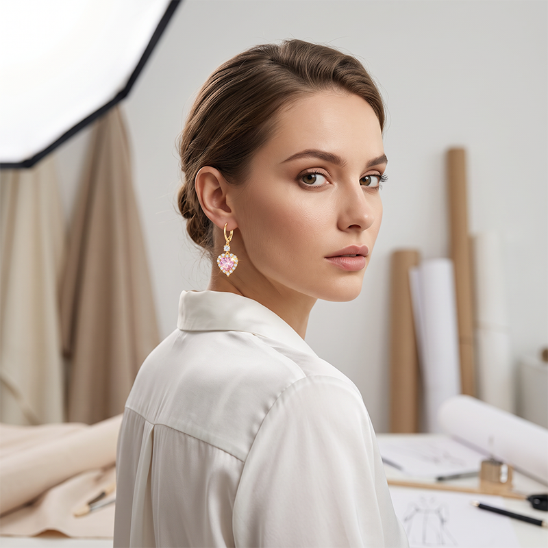Boucles d'Oreilles Pendantes Scintillantes en Forme de Cœur – Parfait pour les Rendez-vous, les Fêtes & le Quotidien