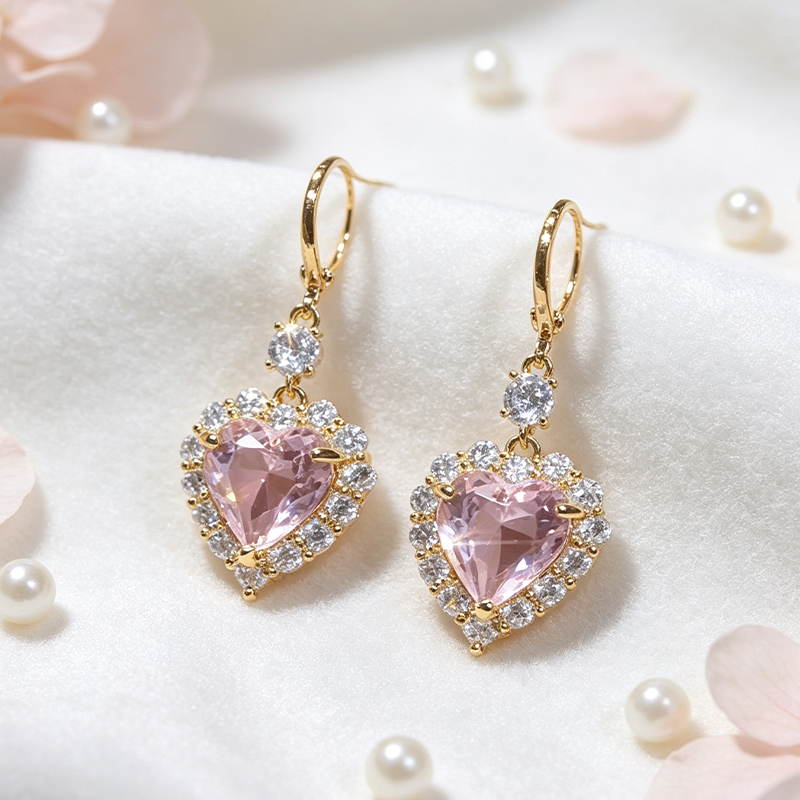 Boucles d'Oreilles Pendantes Scintillantes en Forme de Cœur – Parfait pour les Rendez-vous, les Fêtes & le Quotidien