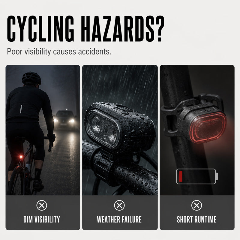 🔋🌊 50k+ vendus · Lampes vélo USB étanches – Autonomie longue, multi-modes, résistent à la pluie et aux éclaboussures, l’équipement indispensable des cyclistes quotidiens 🌙🚲