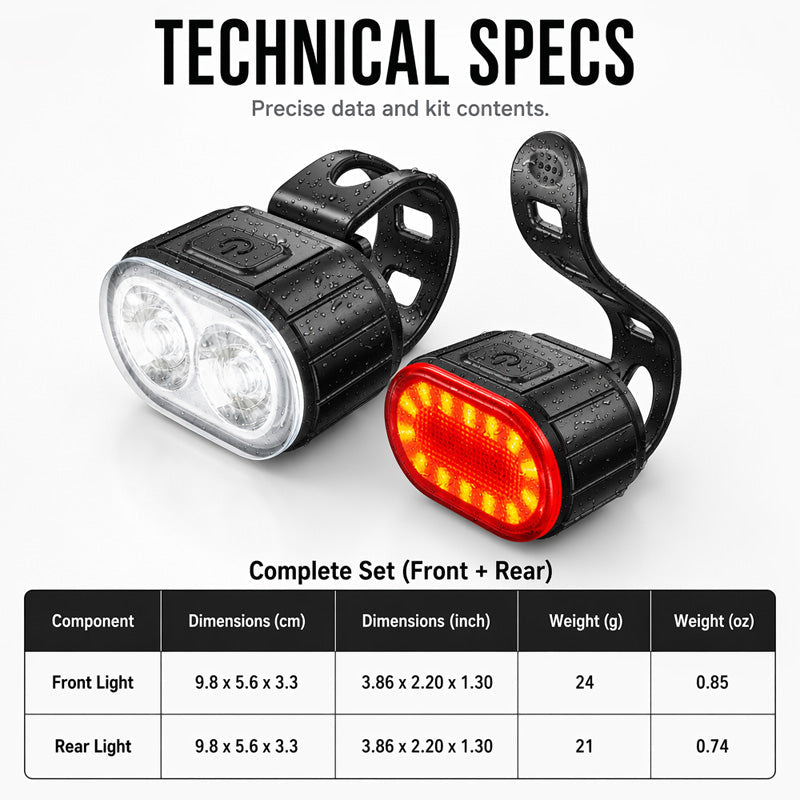 🔋🌊 50k+ vendus · Lampes vélo USB étanches – Autonomie longue, multi-modes, résistent à la pluie et aux éclaboussures, l’équipement indispensable des cyclistes quotidiens 🌙🚲