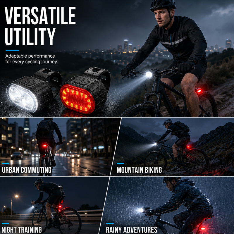 🔋🌊 50k+ vendus · Lampes vélo USB étanches – Autonomie longue, multi-modes, résistent à la pluie et aux éclaboussures, l’équipement indispensable des cyclistes quotidiens 🌙🚲