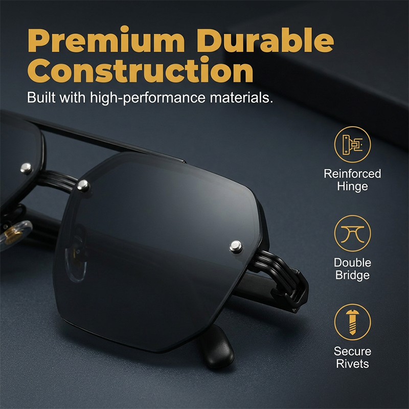 🕶️ 50% DE RÉDUCTION ! ✨ Lunettes de Soleil Géométriques – Métal+PC & Polycarbonate – UV400 & Look Audacieux for Streetwear