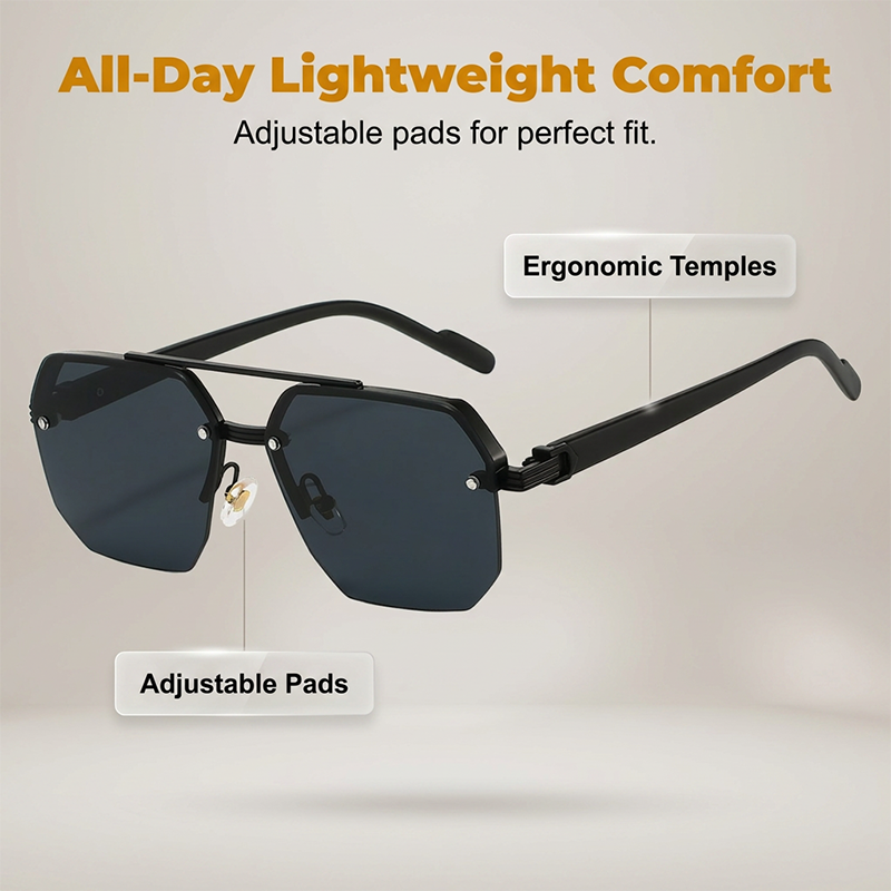 🕶️ 50% DE RÉDUCTION ! ✨ Lunettes de Soleil Géométriques – Métal+PC & Polycarbonate – UV400 & Look Audacieux for Streetwear