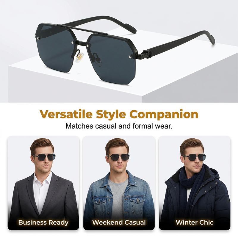 🕶️ 50% DE RÉDUCTION ! ✨ Lunettes de Soleil Géométriques – Métal+PC & Polycarbonate – UV400 & Look Audacieux for Streetwear