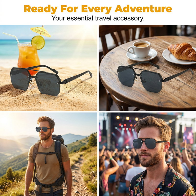 🕶️ 50% DE RÉDUCTION ! ✨ Lunettes de Soleil Géométriques – Métal+PC & Polycarbonate – UV400 & Look Audacieux for Streetwear