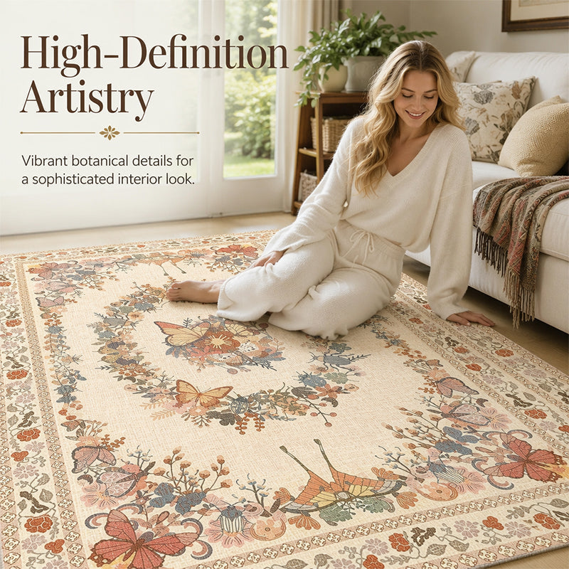 🌿 Tapis à Motifs Floraux – Polyester – Doux & Facile d’Entretien for Salon & Chambre