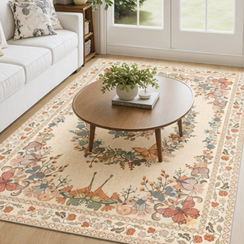 🌿 Tapis à Motifs Floraux – Polyester – Doux & Facile d’Entretien for Salon & Chambre
