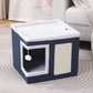 📢📢50% DE RÉDUCTION !! ⏰ Maison Cube Pliable 2-en-1 pour Chat – Design Bi-Niveau & Griffoir Intégré – Confort Toutes Saisons – Gain de Place & Portable 🐾
