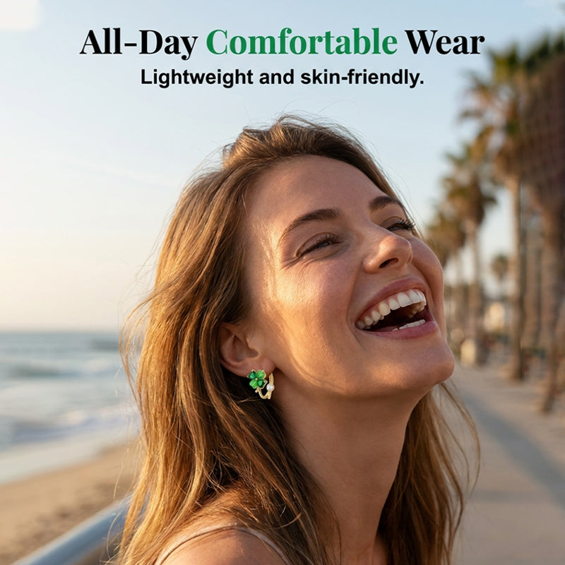 🍀 50% DE RÉDUCTION! ✨ Boucles d'Oreilles Créoles Trèfle à Quatre Feuilles – Argent 925, nœud adorable & finition élégante – Un porte-bonheur chic au quotidien 💚
