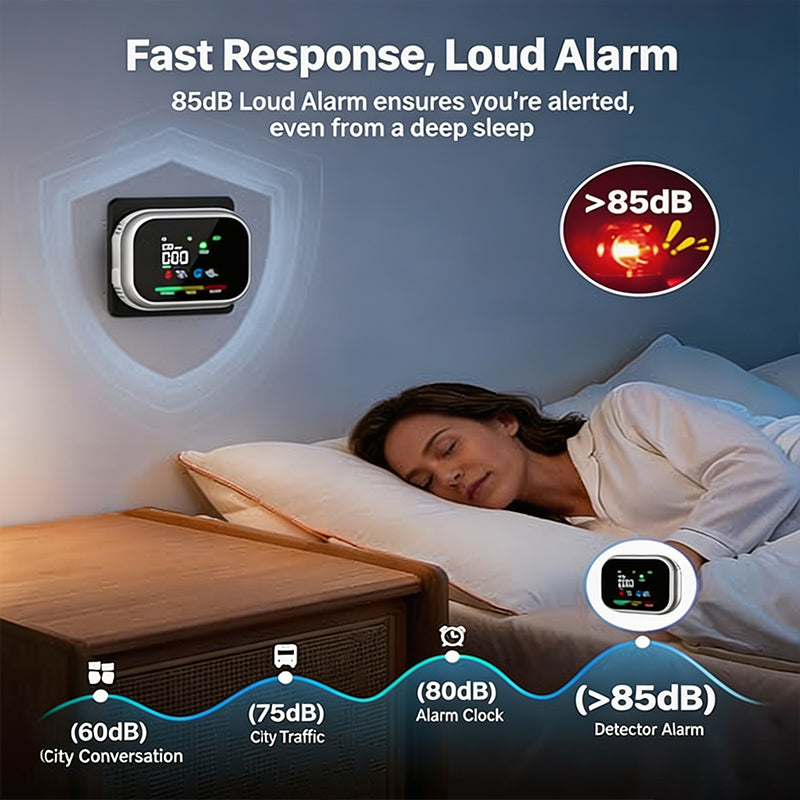 🔥 50% DE RÉDUCTION ! 🛡️ Alarme Multigaz Portable 6-en-1 – Capteurs Haute Précision & Écran LCD – CO/Gaz/Fumée/Température/Humidité for Sécurité Maison