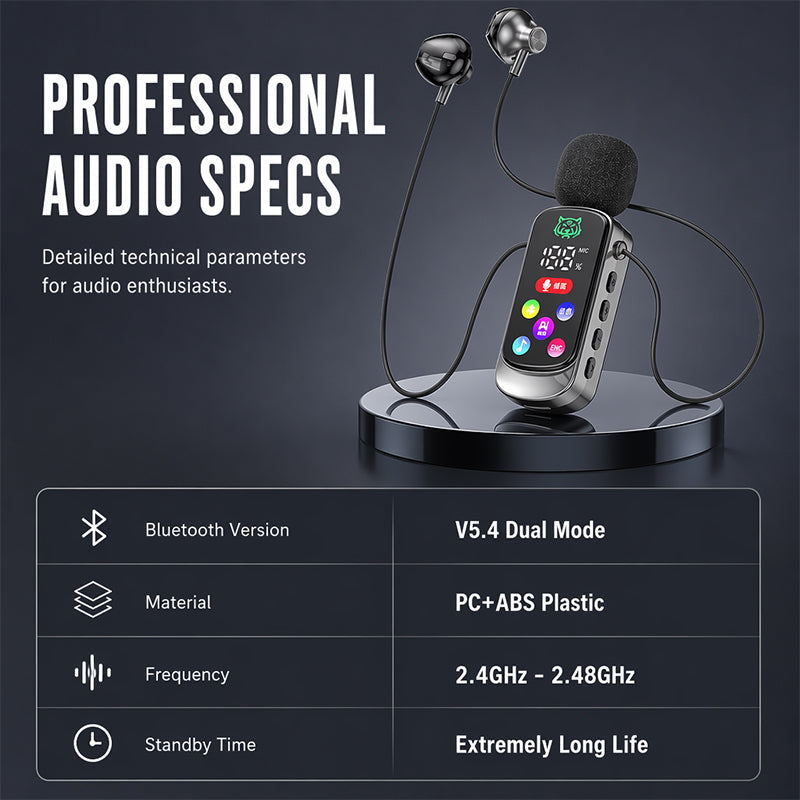 📢📢50% DE RÉDUCTION !! 🎤Casque Karaoké Bluetooth avec Clip Ressort Sécurisé