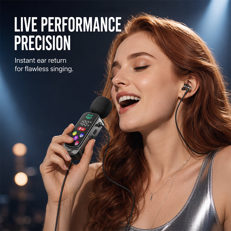 📢📢50% DE RÉDUCTION !! 🎤Casque Karaoké Bluetooth avec Clip Ressort Sécurisé