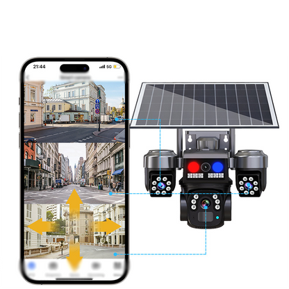 📹✨ PROMO FLASH : 50% DE RÉDUCTION ! Caméra de Surveillance Solaire Sans Fil 3 Objectifs – Vision 3 Écrans Simultanés & Panneau Solaire Intégré for une Protection 360° Sans Angle Mort IP66 ✨