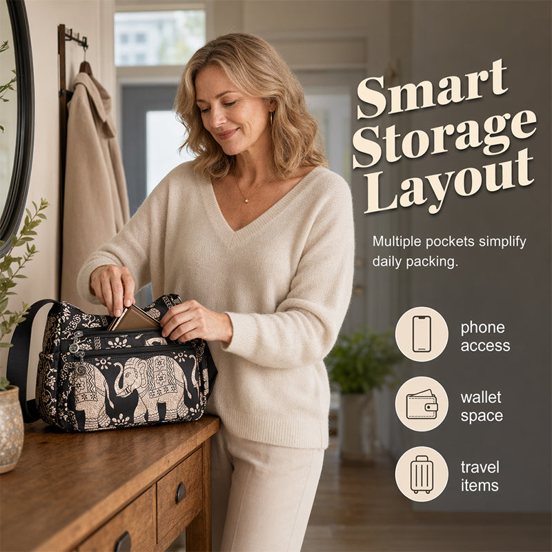 👜🌸 -50% ! 🧳 Sac Bandoulière Nylon Voyage – Multi-poches, Fermeture Sécurisée & Format Compact – Idéal pour le Quotidien & les Escapades