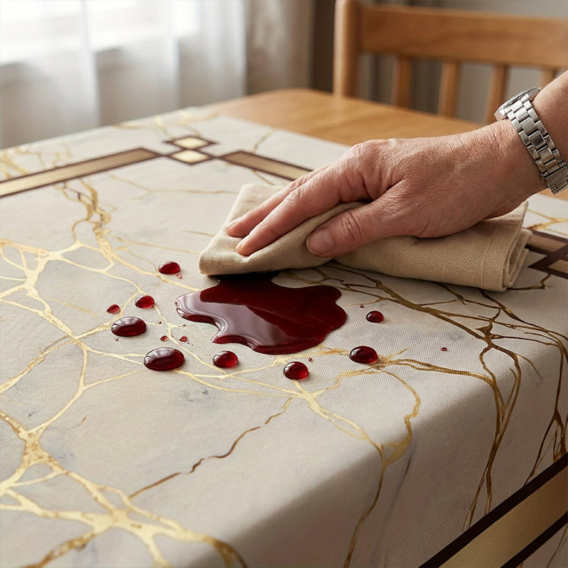 🧻 50% DE RÉDUCTION ! ✨ Nappe Imprimée Marbre Imperméable – Polyester – Anti-Taches & Anti-Eau for Salle à Manger & Terrasse