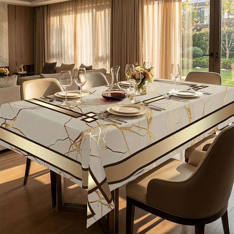 🧻 50% DE RÉDUCTION ! ✨ Nappe Imprimée Marbre Imperméable – Polyester – Anti-Taches & Anti-Eau for Salle à Manger & Terrasse