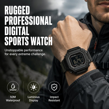 ⌚ 52% DE RÉDUCTION! 💧 Montre Digitale Imperméable Homme LED – 50 M, écran lumineux & robuste – Idéale pour le sport et la pleine nature 🏃‍♂️