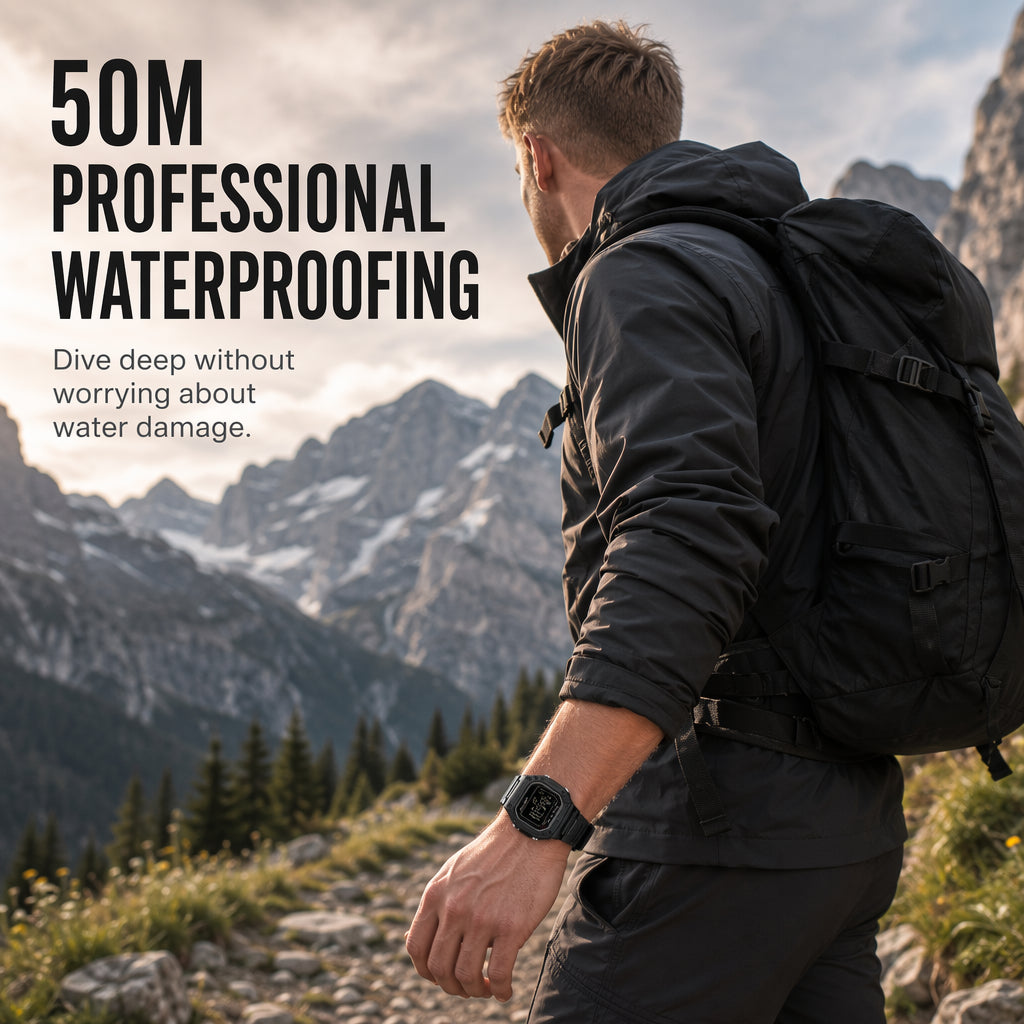⌚ 52% DE RÉDUCTION! 💧 Montre Digitale Imperméable Homme LED – 50 M, écran lumineux & robuste – Idéale pour le sport et la pleine nature 🏃‍♂️