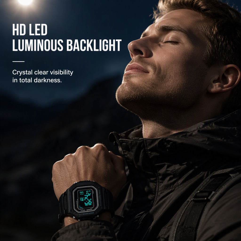 ⌚ 52% DE RÉDUCTION! 💧 Montre Digitale Imperméable Homme LED – 50 M, écran lumineux & robuste – Idéale pour le sport et la pleine nature 🏃‍♂️
