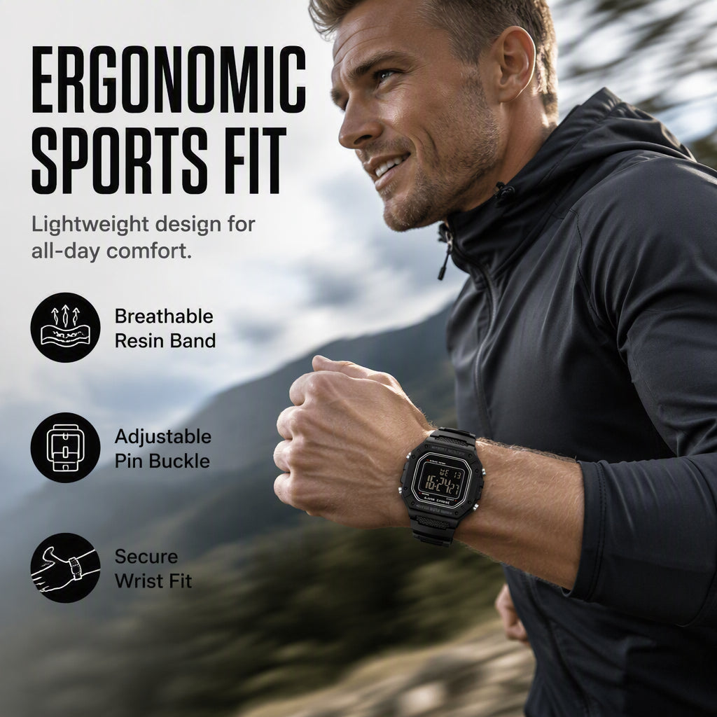 ⌚ 52% DE RÉDUCTION! 💧 Montre Digitale Imperméable Homme LED – 50 M, écran lumineux & robuste – Idéale pour le sport et la pleine nature 🏃‍♂️