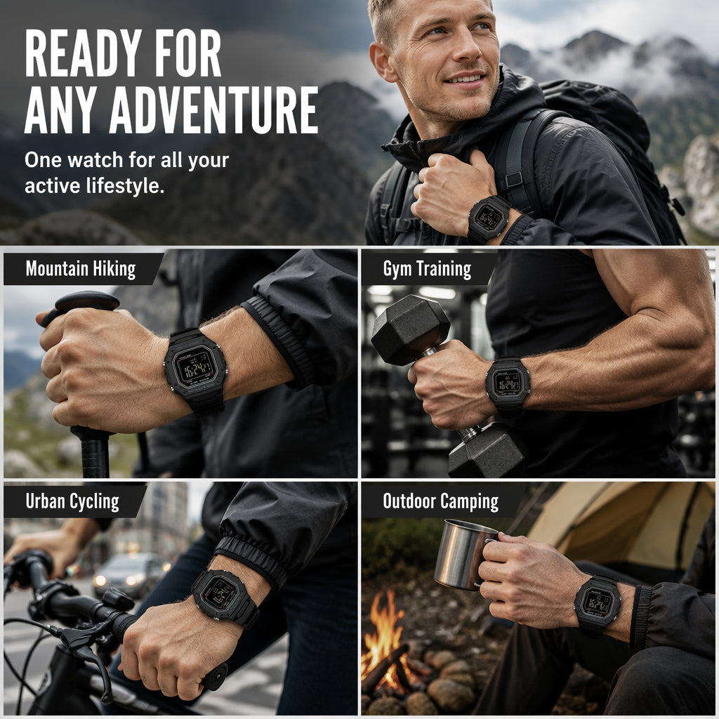 ⌚ 52% DE RÉDUCTION! 💧 Montre Digitale Imperméable Homme LED – 50 M, écran lumineux & robuste – Idéale pour le sport et la pleine nature 🏃‍♂️