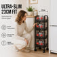 🔩🏠 Chariot de rangement multifonction à roulettes – Acier carbone robuste, grille métallique, rebord 7 cm anti-chute, le soutier mobile élégant pour cuisine, salle de bain et buanderie 💪🧹