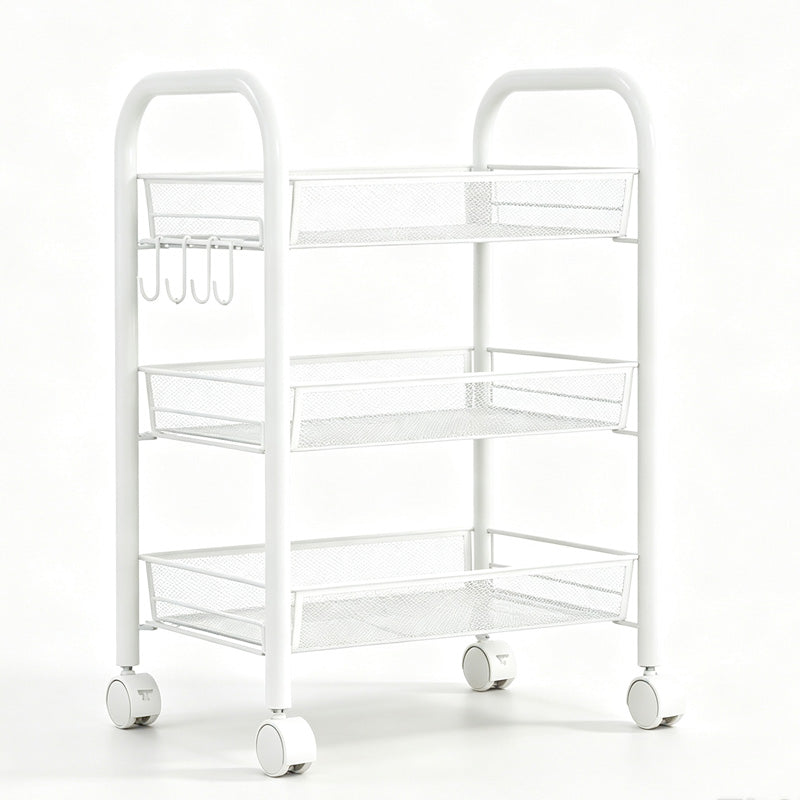🔩🏠 Chariot de rangement multifonction à roulettes – Acier carbone robuste, grille métallique, rebord 7 cm anti-chute, le soutier mobile élégant pour cuisine, salle de bain et buanderie 💪🧹