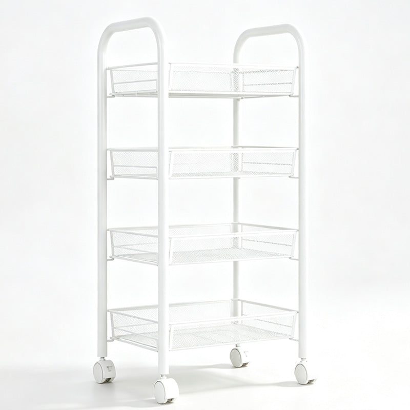 🔩🏠 Chariot de rangement multifonction à roulettes – Acier carbone robuste, grille métallique, rebord 7 cm anti-chute, le soutier mobile élégant pour cuisine, salle de bain et buanderie 💪🧹