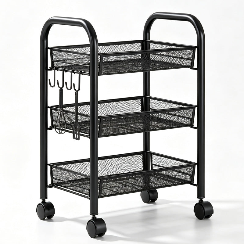 🔩🏠 Chariot de rangement multifonction à roulettes – Acier carbone robuste, grille métallique, rebord 7 cm anti-chute, le soutier mobile élégant pour cuisine, salle de bain et buanderie 💪🧹