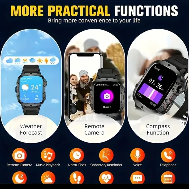 Montre Intelligente Robuste pour l'Extérieur - 100+ Modes Sportifs