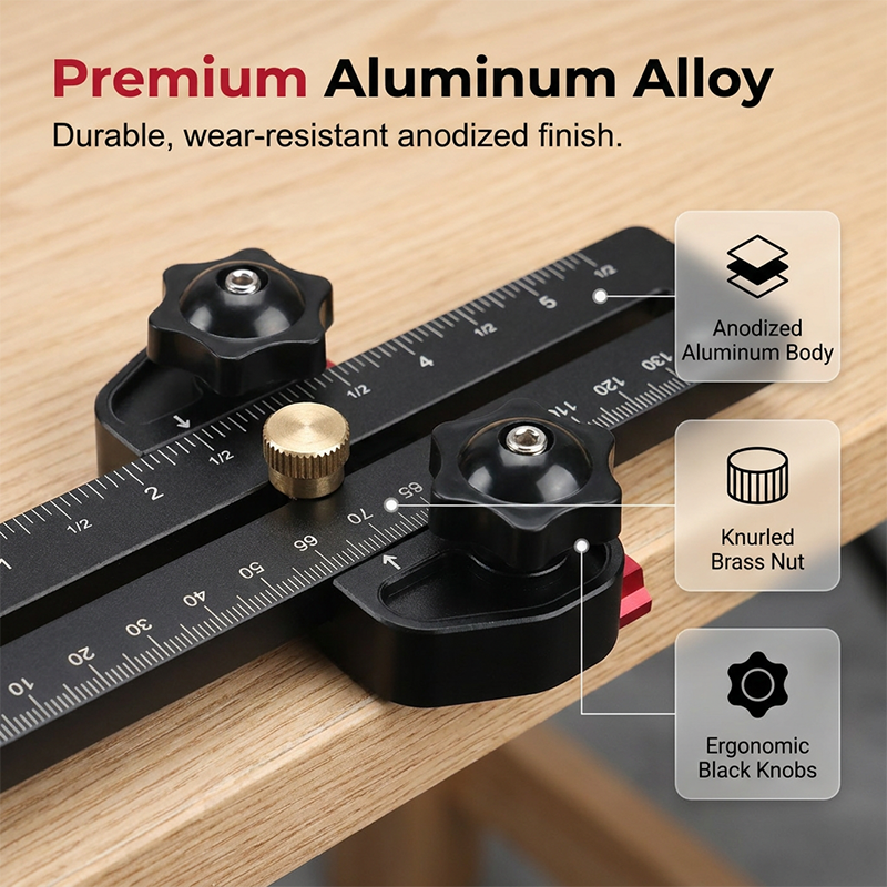 🔧 50% DE RÉDUCTION! ⚙️ Butée de Scie à Table Portable Précision – Alliage aluminium, double graduation & roulement – Idéale pour une découpe précise en menuiserie 🪚