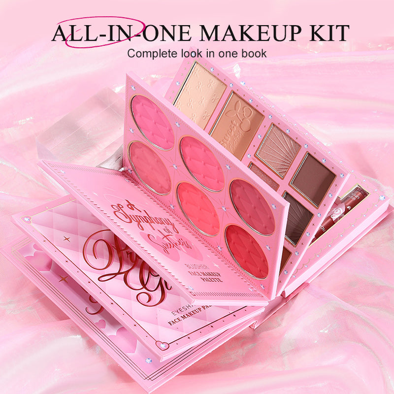 Coffret Palette Maquillage Tout-en-Un en Forme de Livre