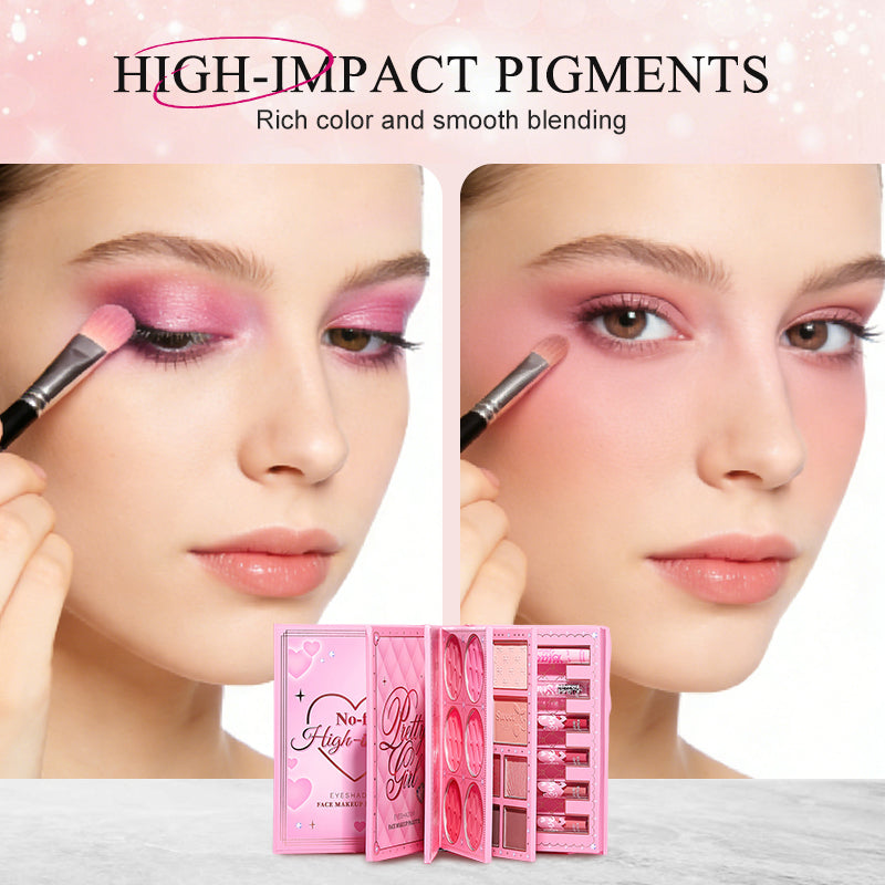 Coffret Palette Maquillage Tout-en-Un en Forme de Livre