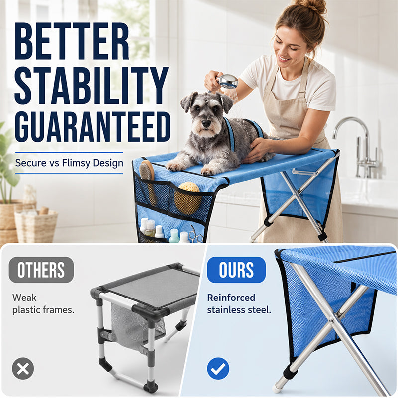 🐱 55% DE RÉDUCTION! 🛏️ Lit de toilettage pliable 2-en-1 – Table antidérapante & couchage douillet – Idéal pour brosser, couper les griffes & sieste 💤